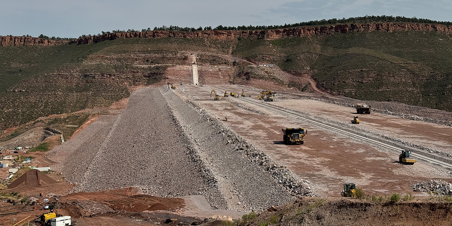 View of the main dam looking east shows the main dam at 250 feet. 