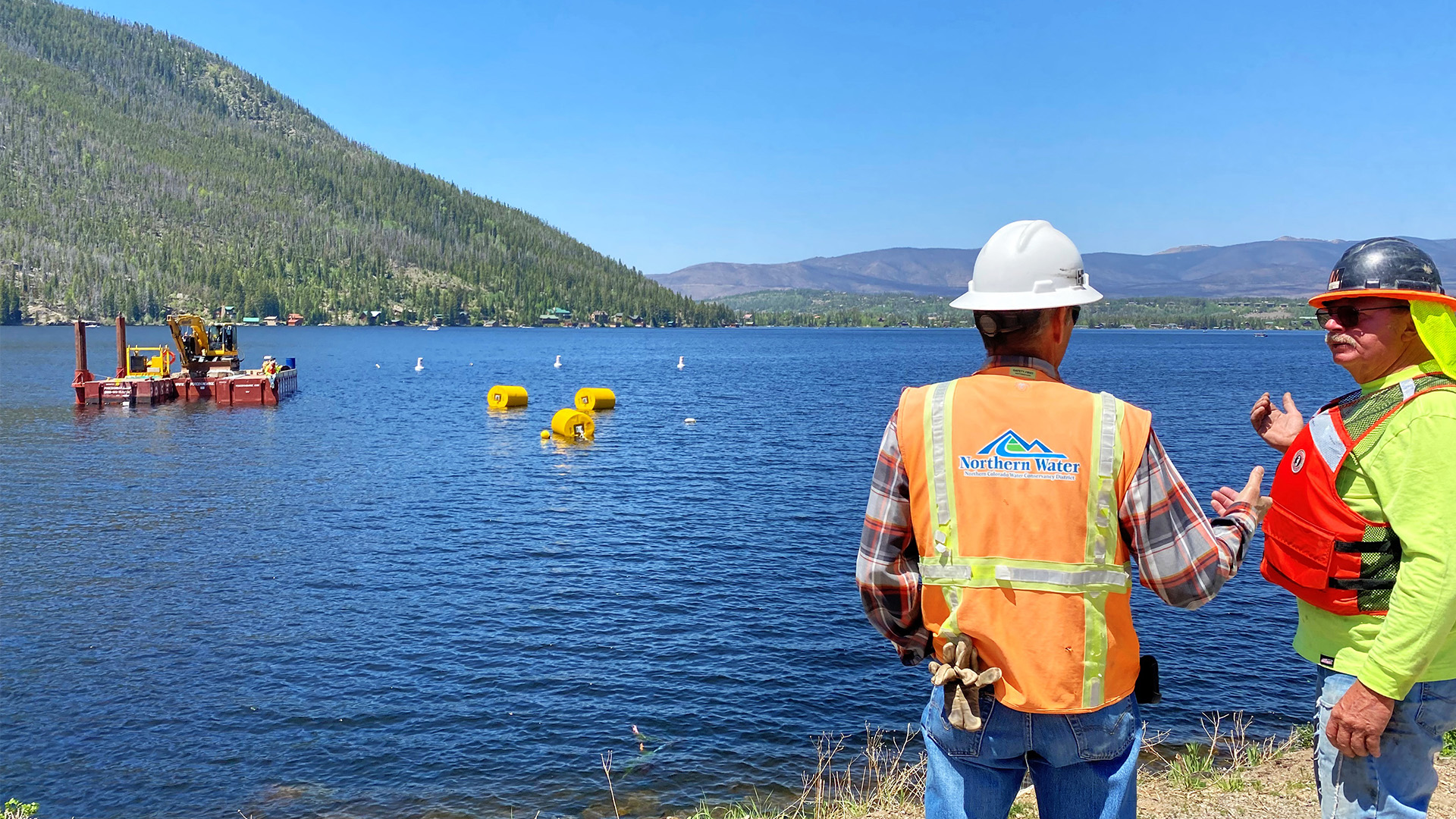 Fiscus at Grand Lake Debris Boom Installation