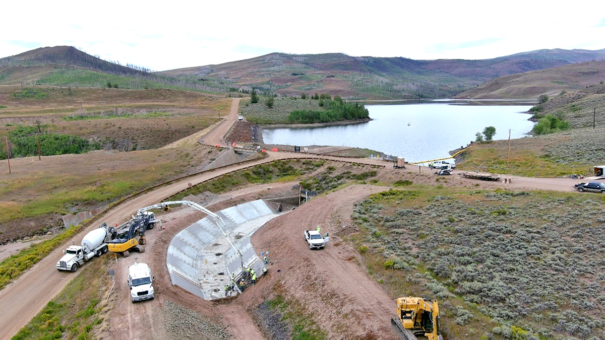 Willow Creek Pump Canal pictured with new concrete liner.