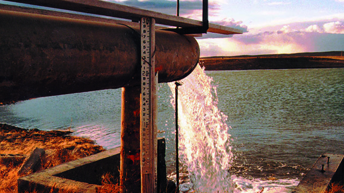 Water flows into ag ditch