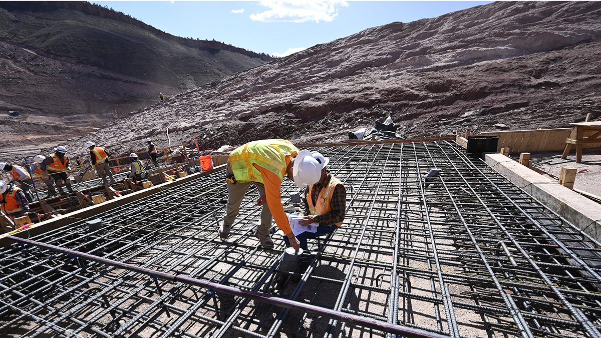 rebar in the plinth at Chimney Hollow Reservoir