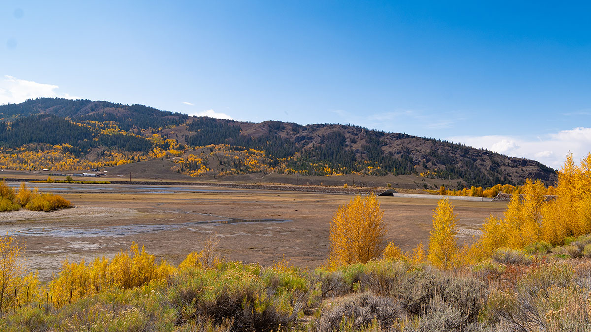 Windy Gap Reservoir drained in the fall. 