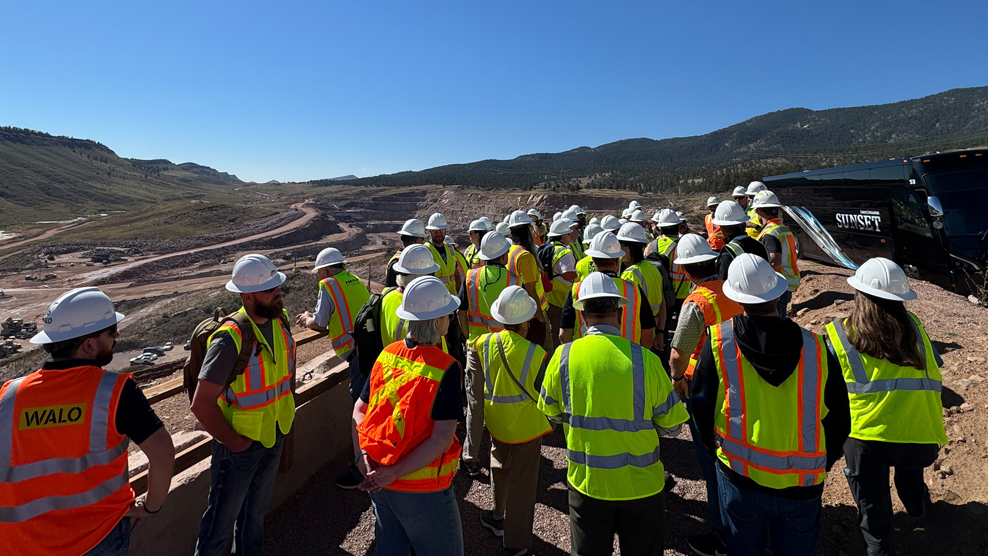 Group of Association of Dam Safety members at Chimney Hollow during a tour