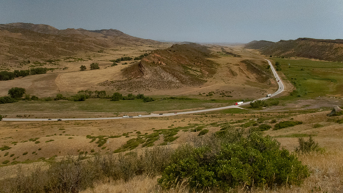 Valley for Glade Reservoir showing Highway 287