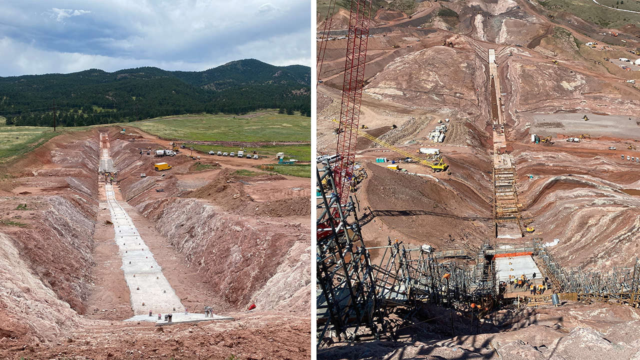 Saddle dam grout cap and main dam plinth