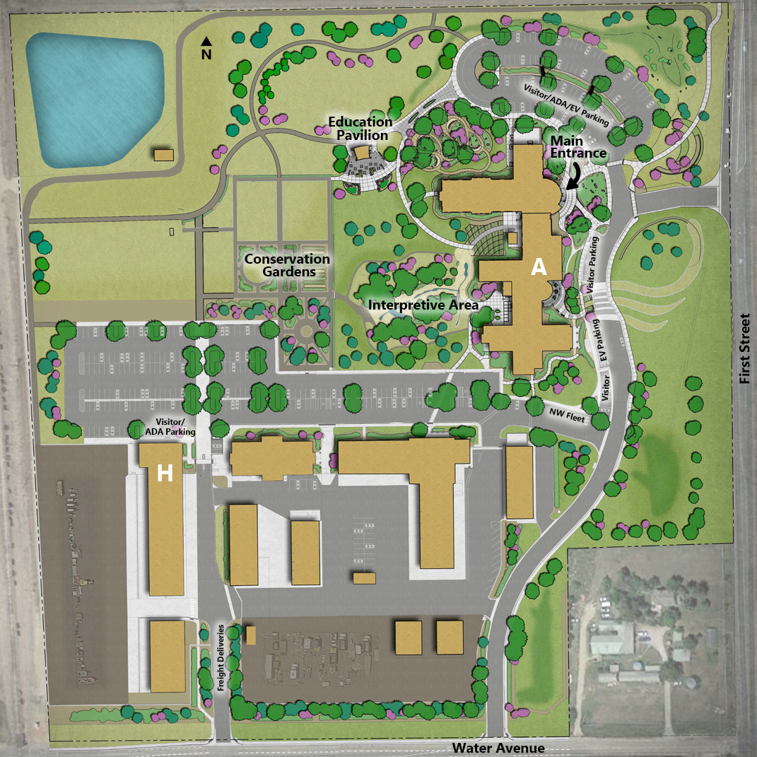 aerial illustration map of Northern Water Berthoud campus