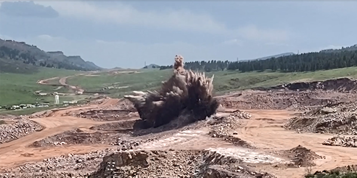 A blast in the quarry at Chimney Hollow.